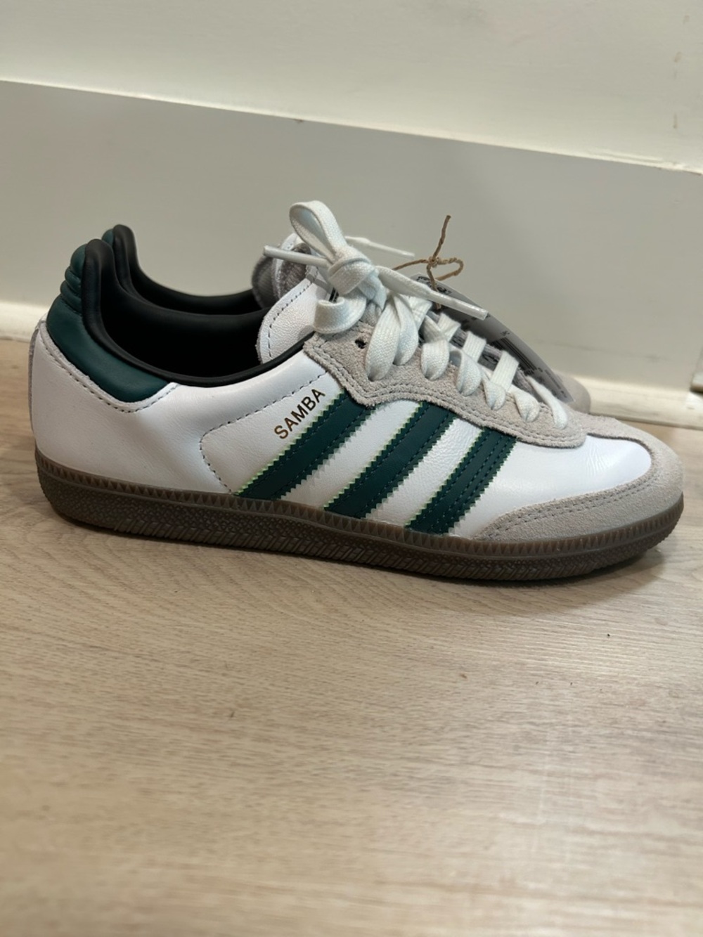 NWT Adidas Sambas Dark Green and White with Gum Sole- in original box